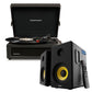Crosley Voyager Bluetooth Portable Turntable - Black + Bundled Majority D40X Bluetooth Speakers - Black