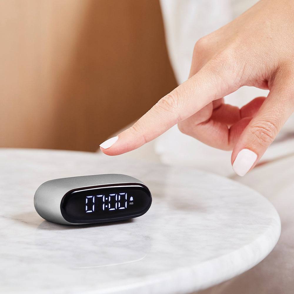 Lexon Minut Mini Alarm Clock - Silver Polish