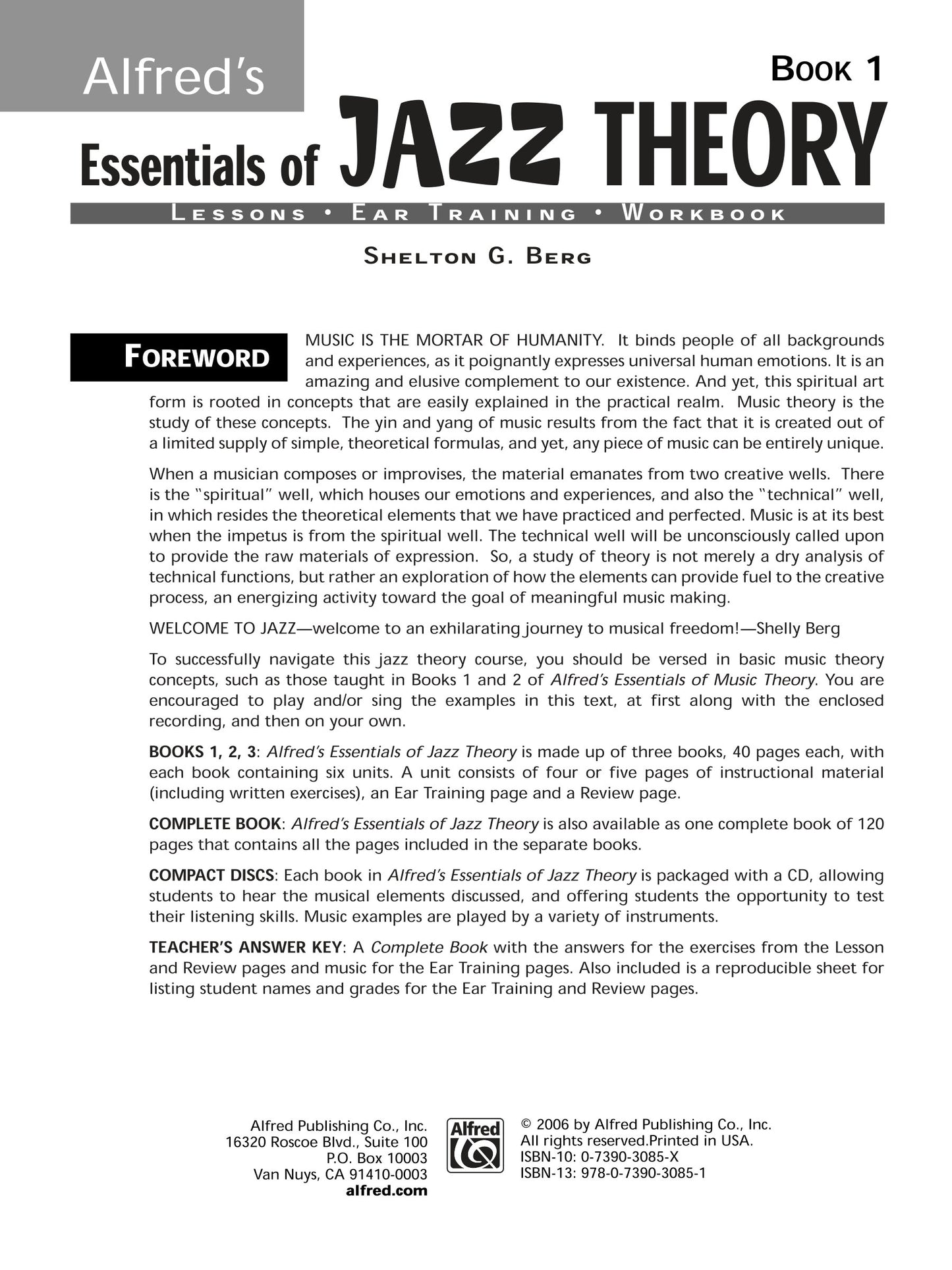 Alfred's Essentials Of Jazz Theory - Book 1 (Book/Cd)