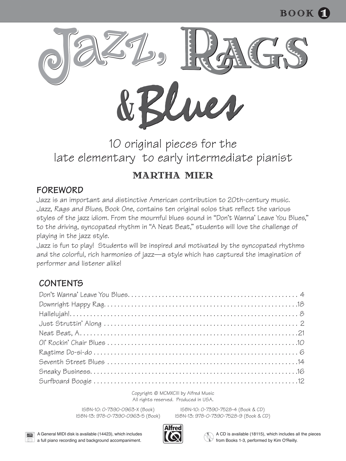 Jazz Rags And Blues - Book 1 (10 Original Pieces)