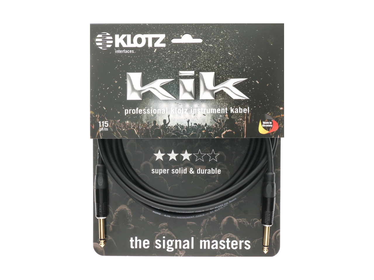 Klotz KIK KG PR Kik Pro Instrument Cable With Right Angle Metal Jack - Black - 6m