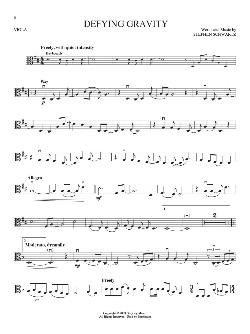 Wicked A New Musical - Viola Play Along Book/Ola