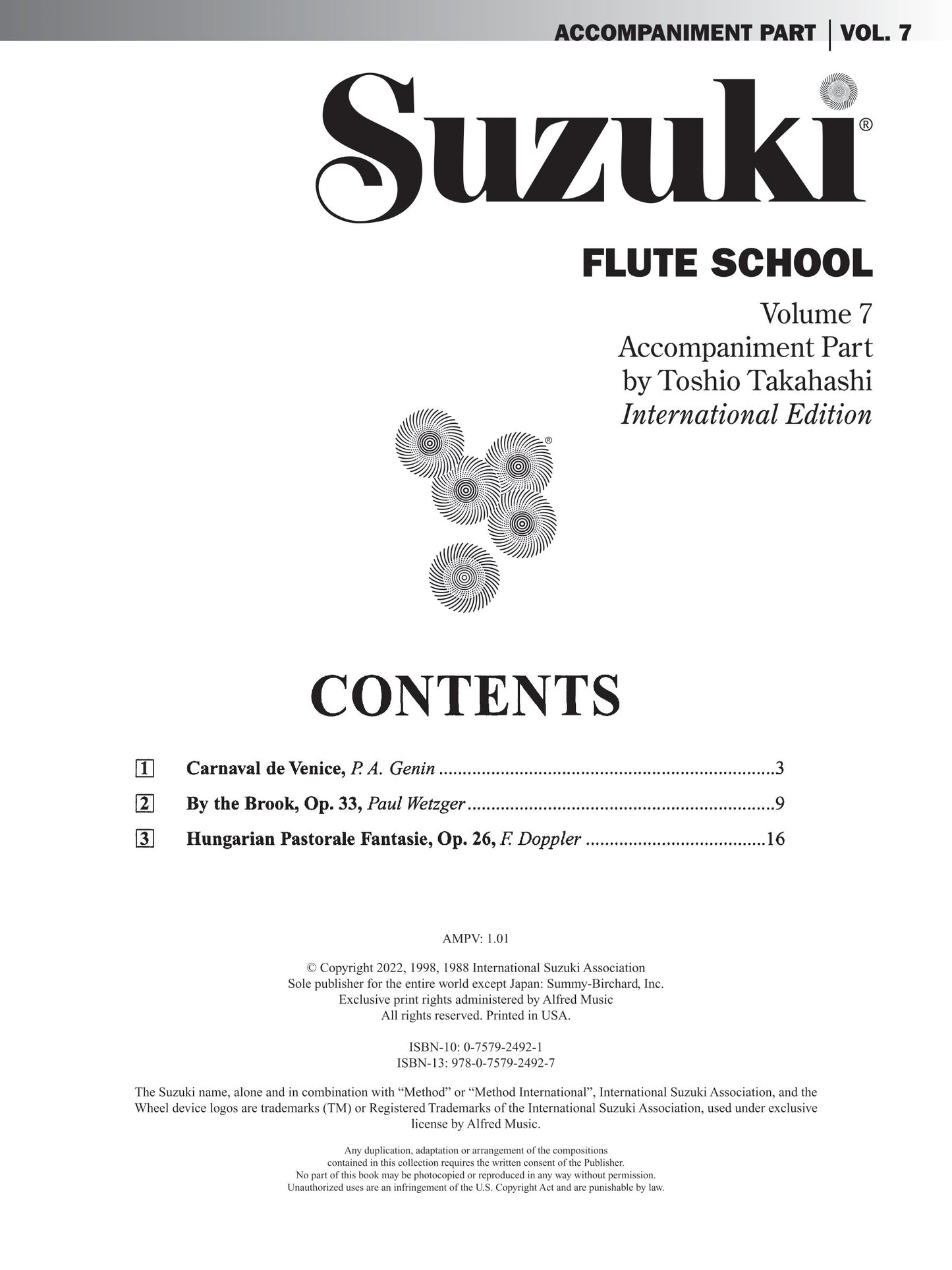 Suzuki Flute School - Volume 7 Piano Accompaniment Book