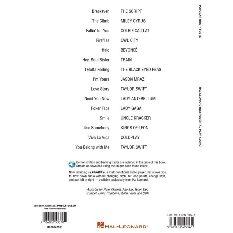 Instrumental Play-Along: Popular Hits - Flute (Book/Online Audio)