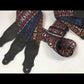 Franklin 2" Woven Nylon Folk Guitar Strap Blue with Pebbled Black Glove Leather End Tab