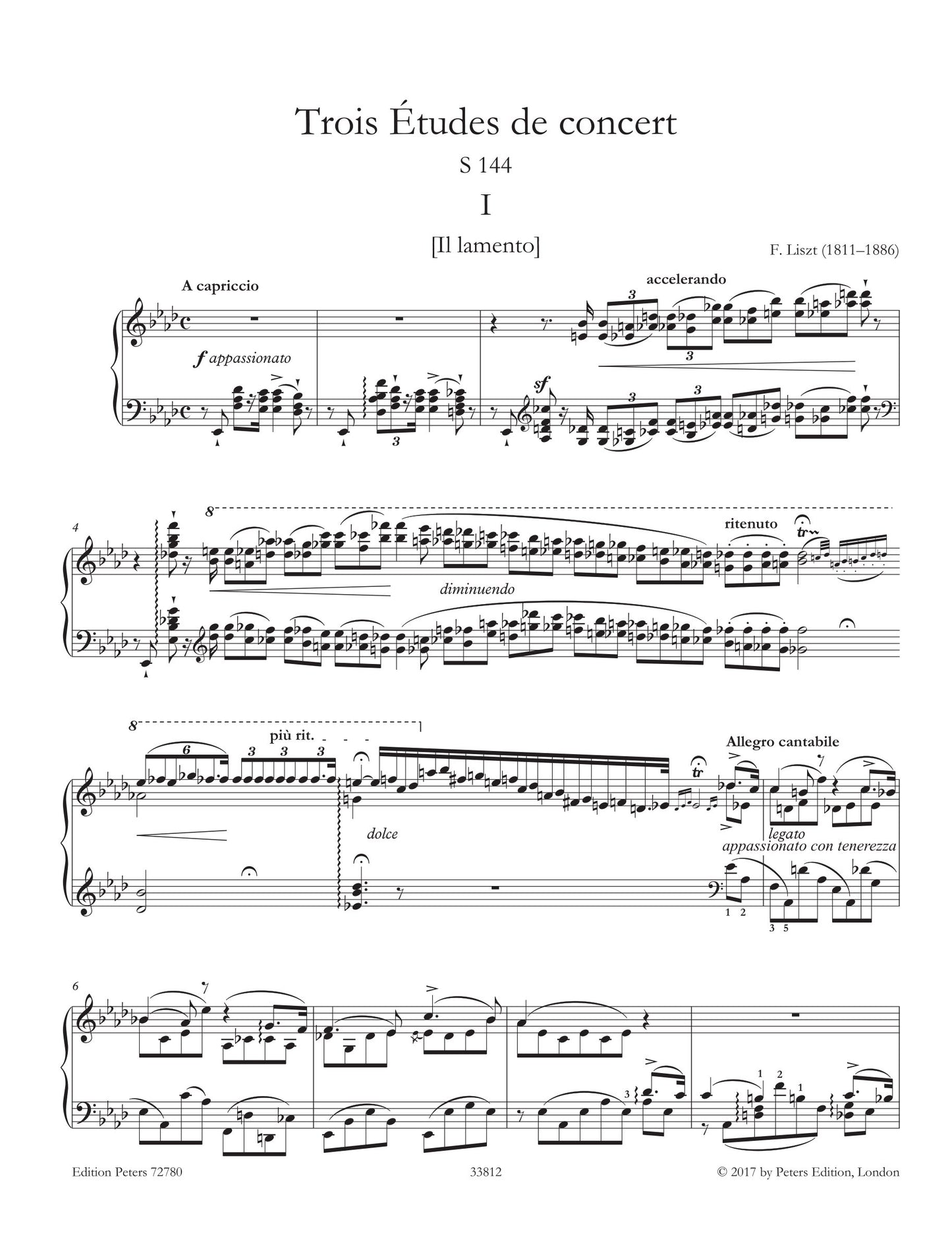 Lizst - Trois √âtudes de concert (Piano 2 Hands) Instrumental Solo Book