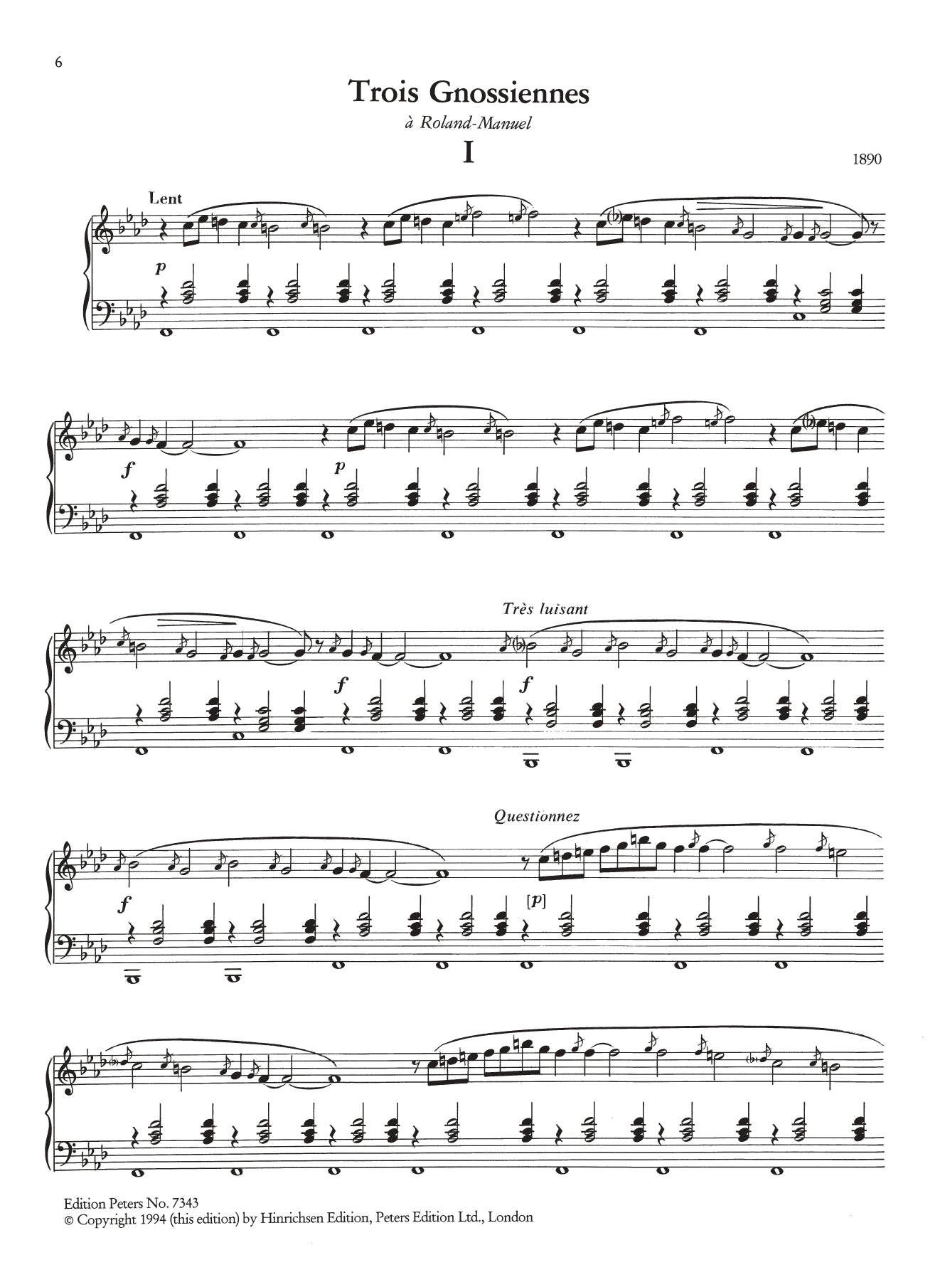 Eric Satie - Music For Solo Piano Volume 2 Book (Intermediate)