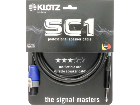 Klotz SC1-SP 2 X 1.5mm Speaker Cable Pvc Speakon 2P F (Nl2Fx) - Jack 2P M - 1m