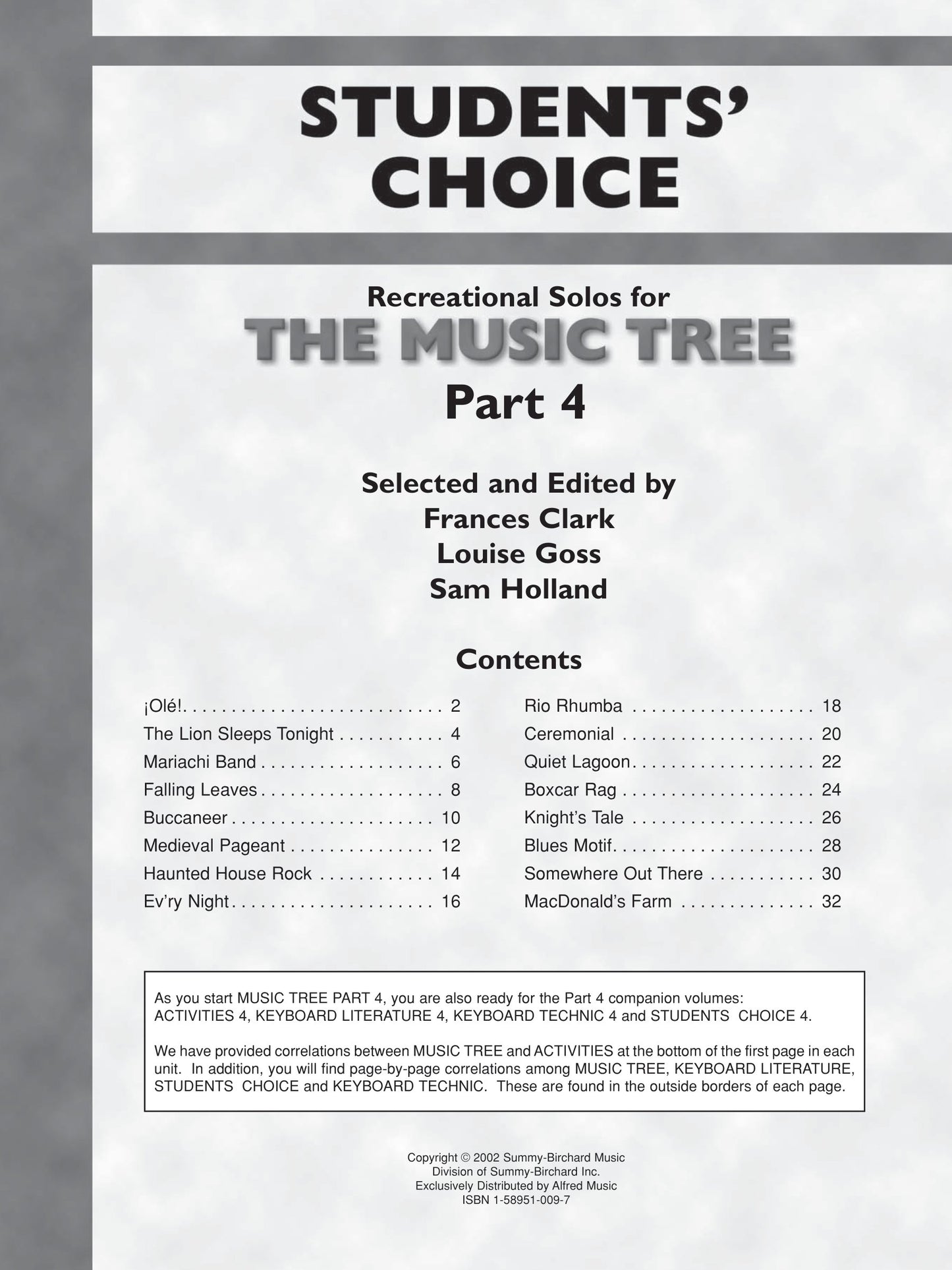 The Music Tree - Part 4 Students' Choice Book