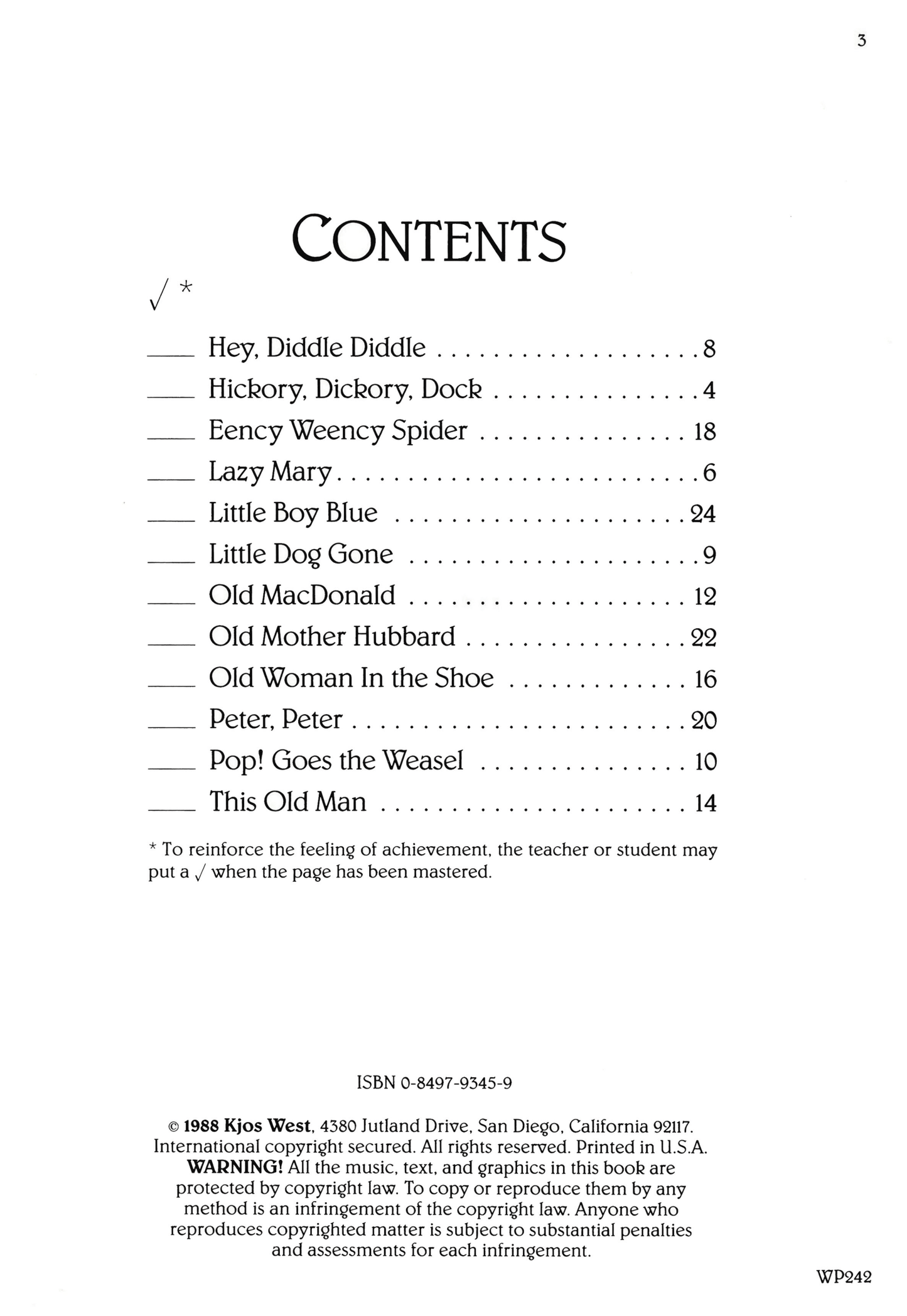 Bastien: Nursery Songs At The Piano - Level 1 Book