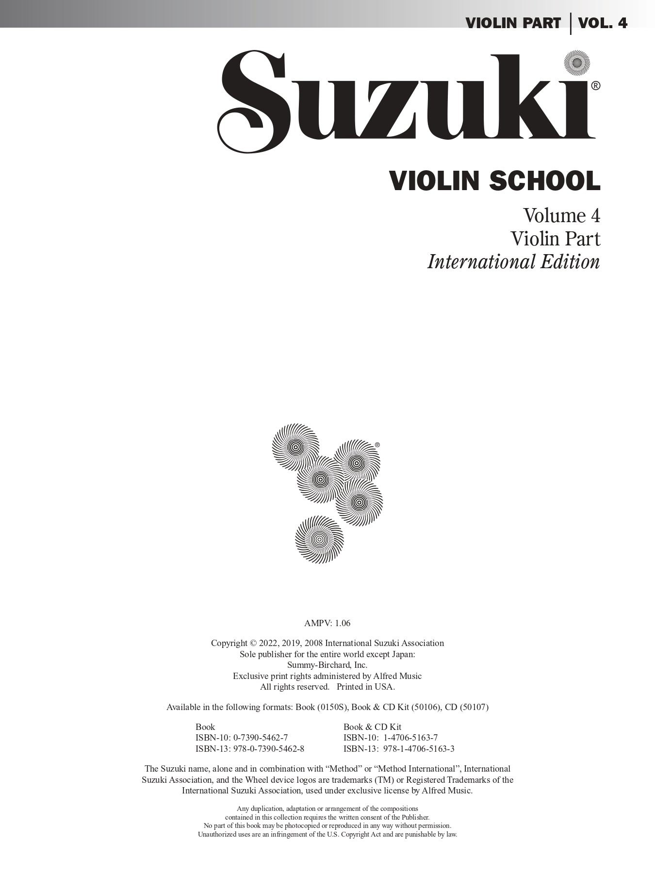 Suzuki Violin School - Violin Part Volume 4 Book with Cd
