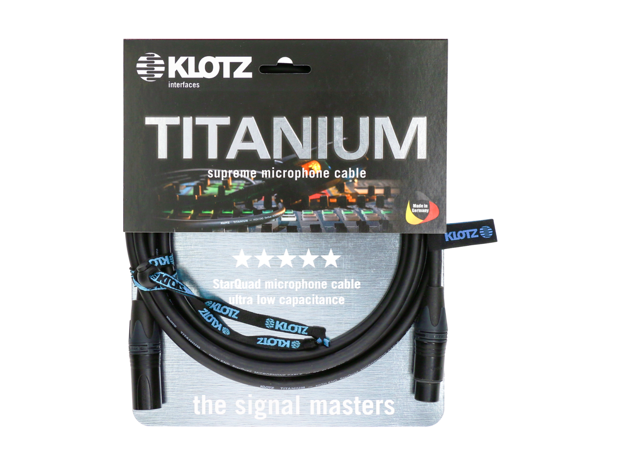 Klotz TI MIK Titanium Starquad Microphone Cable XLR With Gold ContacTS By Neutrik - 5m