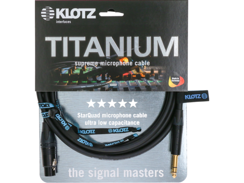 Klotz  Titanium Starquad Analog Audio Cable With Female XLR By Neutrik To Balanced Jack Plug - 5m
