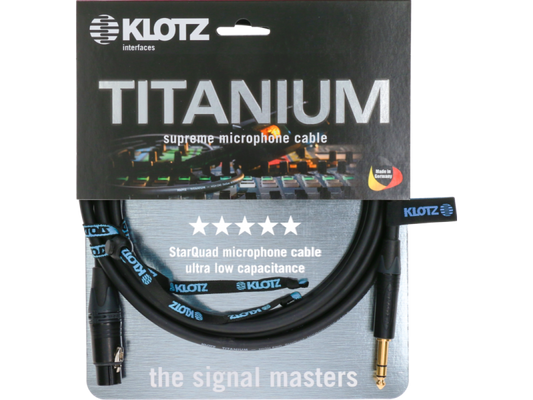 Klotz  Titanium Starquad Analog Audio Cable With Female XLR By Neutrik To Balanced Jack Plug - 5m