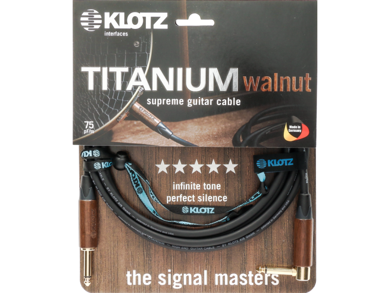 Klotz TIW PR Titanium Walnut - Supreme Guitar Cable With Walnut Sleeves - 3m
