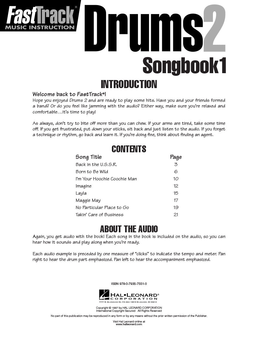 FastTrack Drums - Songbook 1, Level 2 Book/Ola
