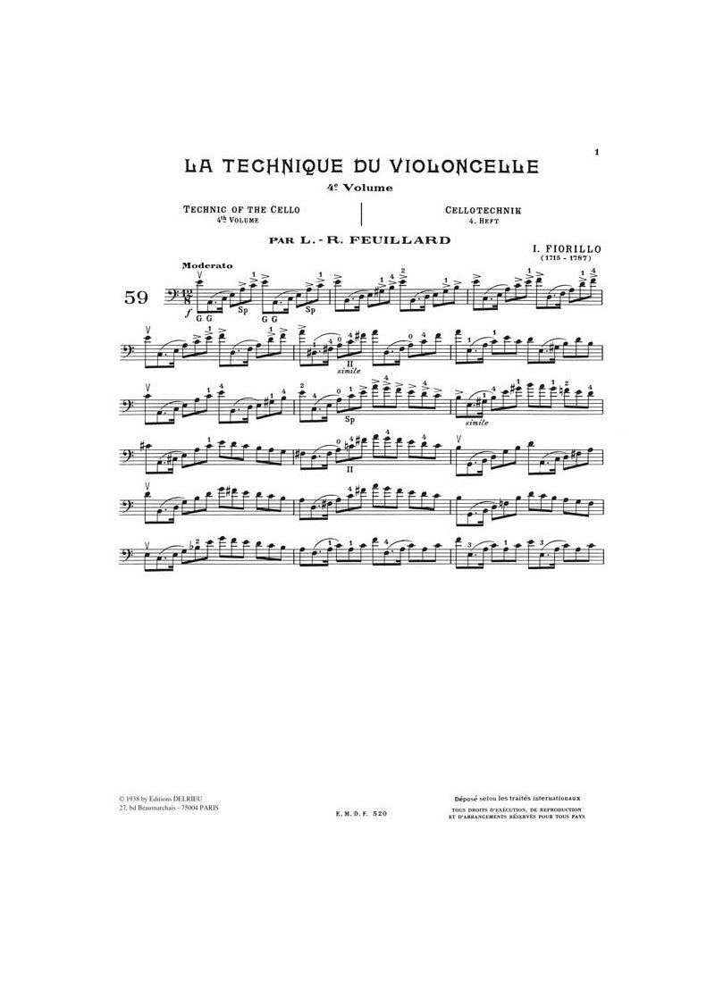 Feuillard - Technique Of Cello Volume 4 Book