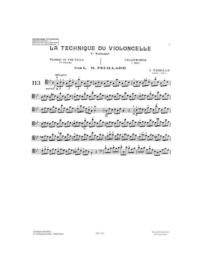 Feuillard - Technique Of Cello Volume 7 Book