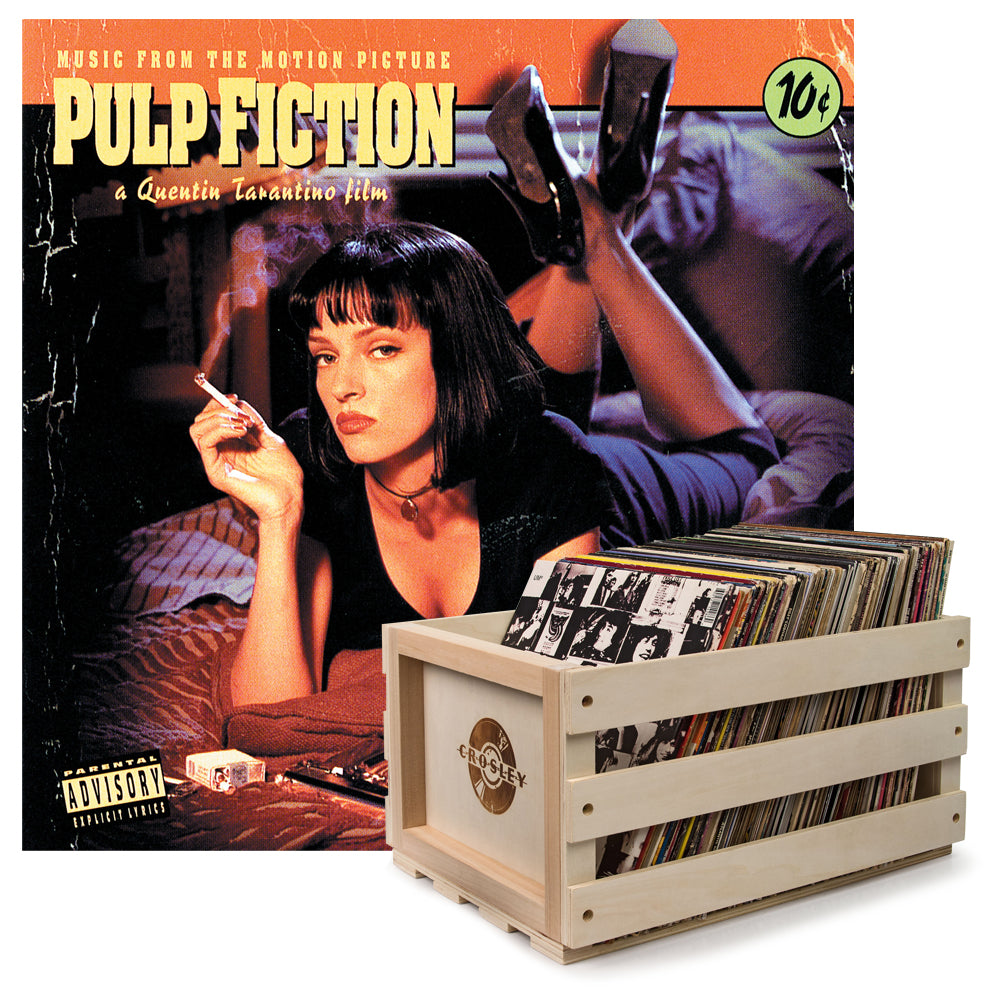 The Pulp Fiction Soundtrack Vinyl Album and Crosley Vinyl Crate Bundle