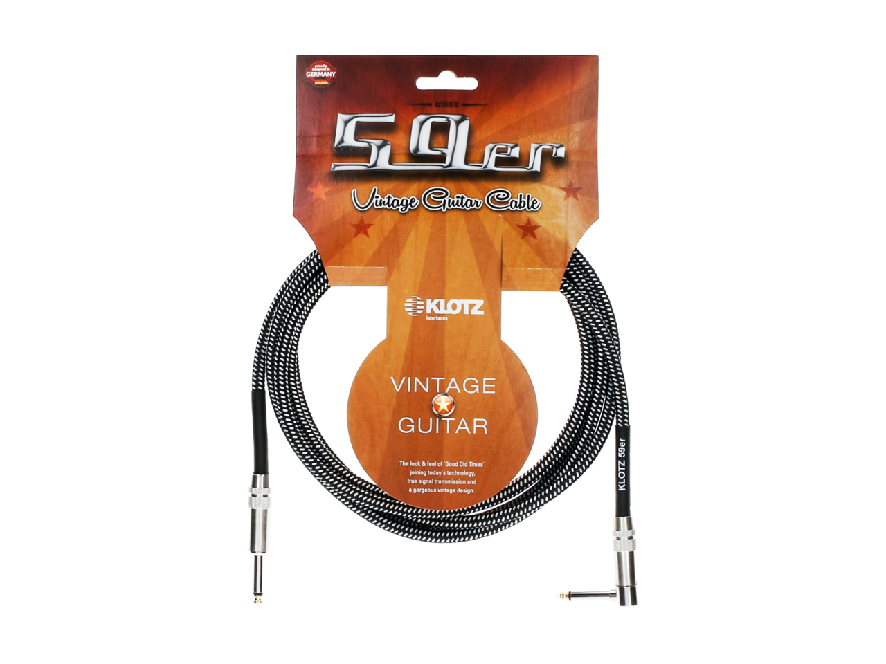 Klotz VIN A 59Er Pro Vintage Guitar Cable With Right Angled Jack - 6m
