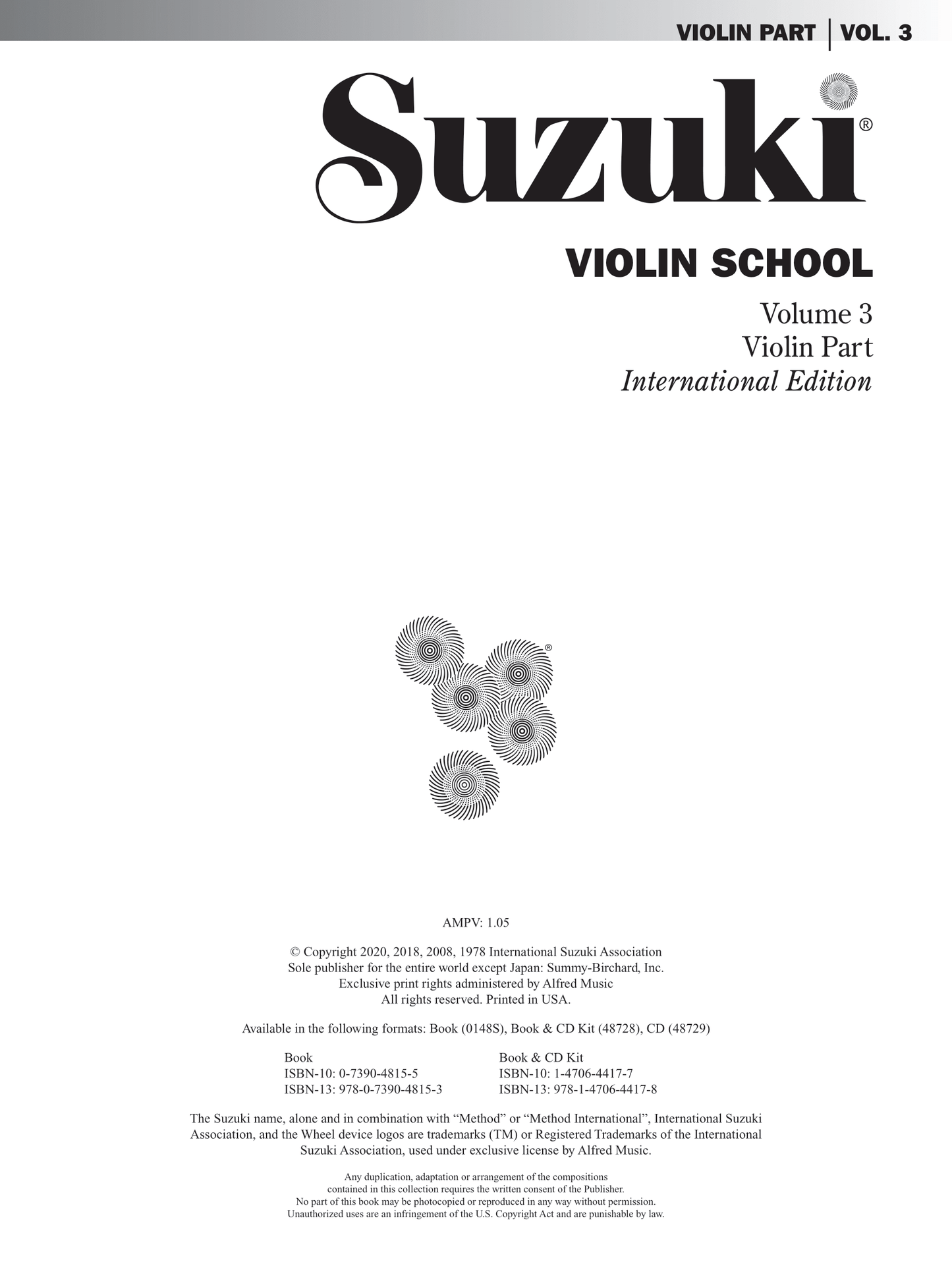 Suzuki Violin School - Volume 3 Violin Part Book/Cd