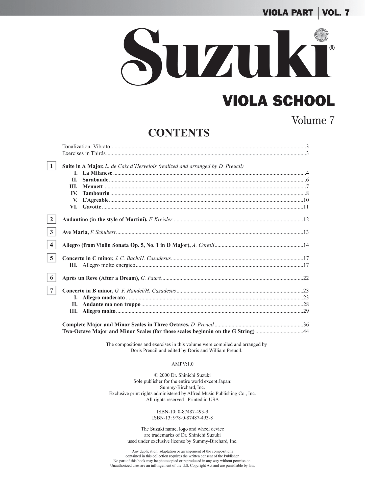 Suzuki Viola School: Viola Part Volume 7 Book (International Edition)