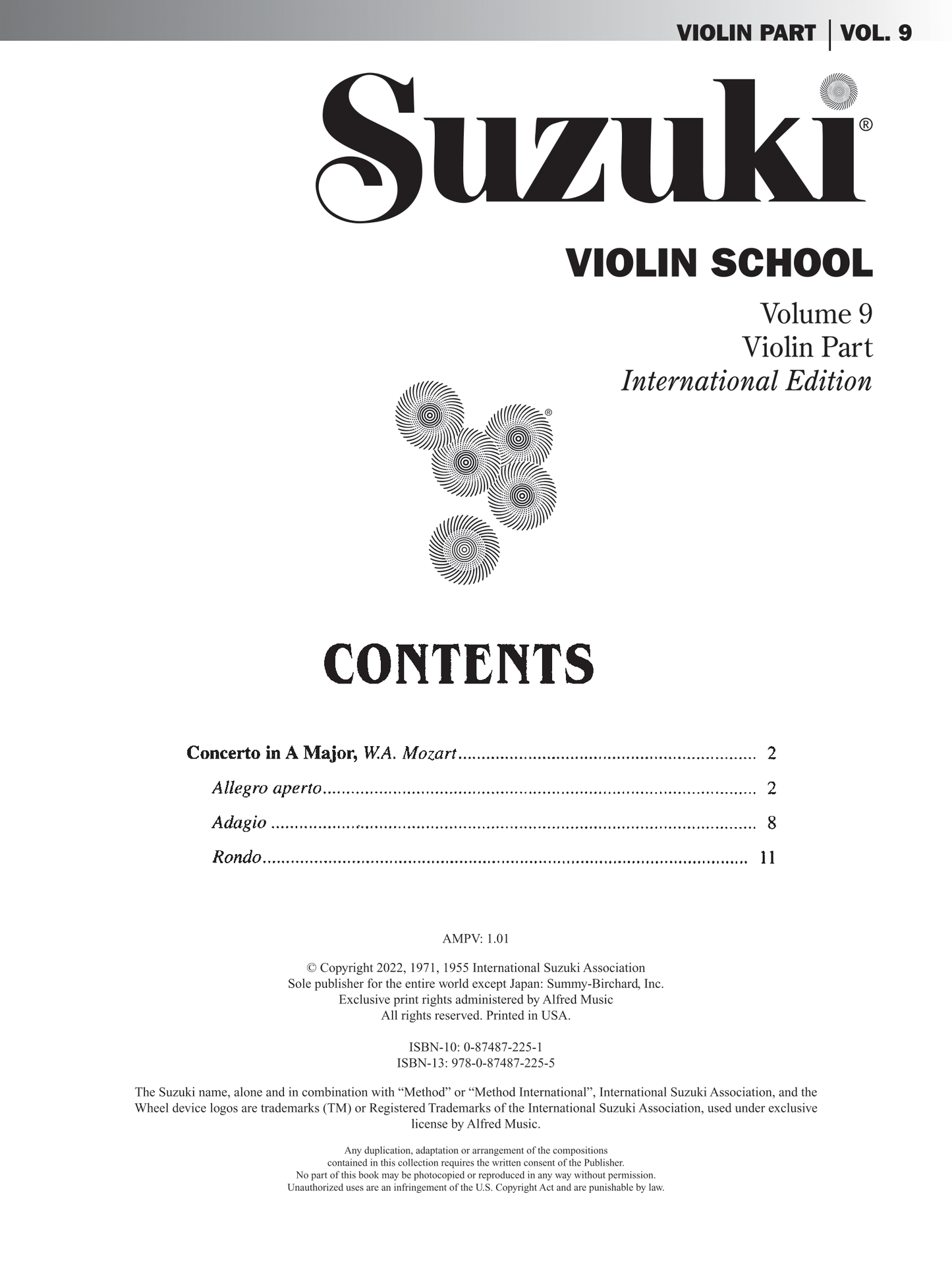 Suzuki Violin School - Volume 9 Violin Part Book