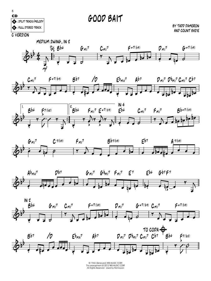 Tadd Dameron - Jazz Play Along Volume 168 Book/Cd