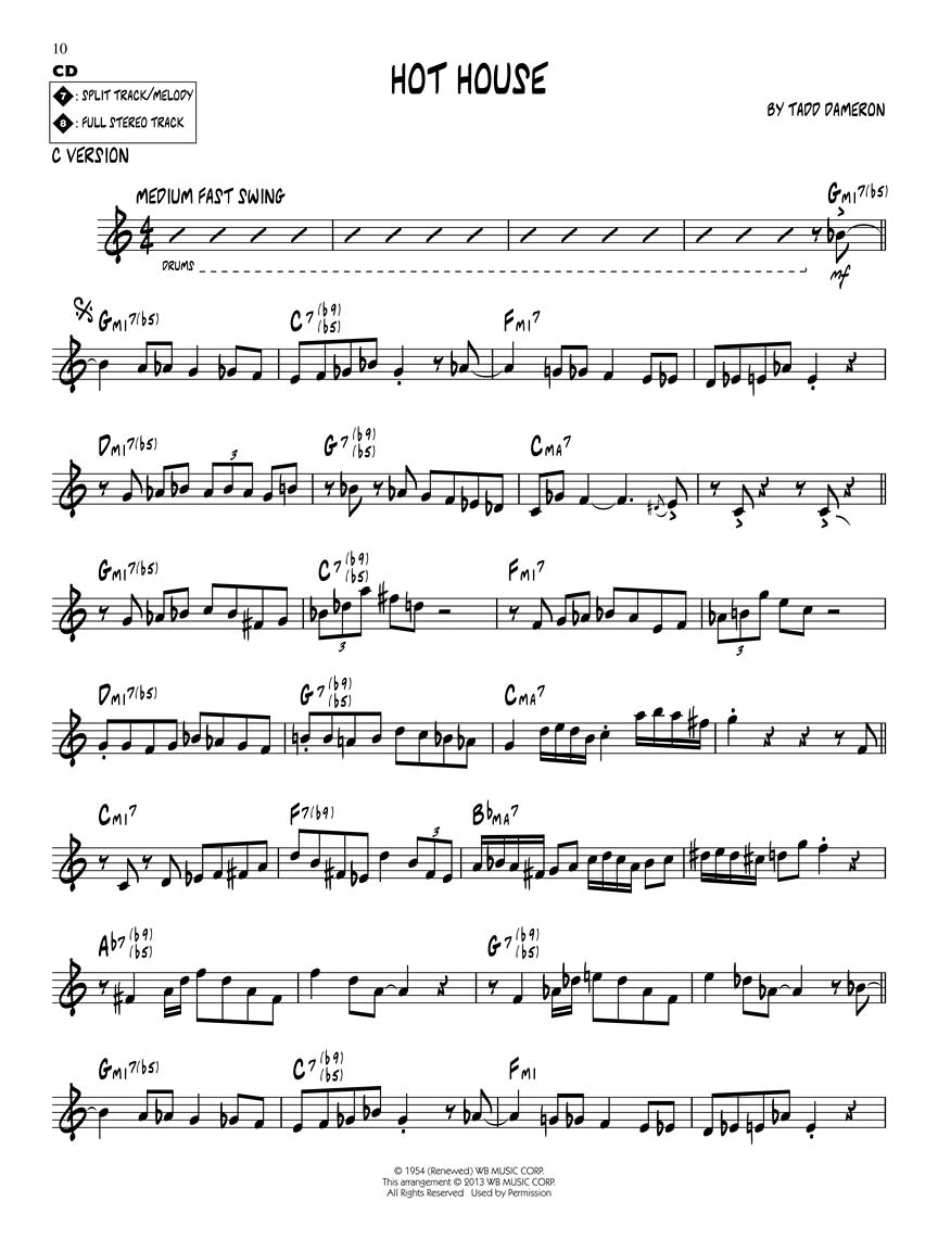 Tadd Dameron - Jazz Play Along Volume 168 Book/Cd