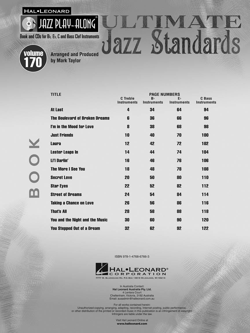 Ultimate Jazz Standards Jazz Play Along Volume 170 Book/2Cds