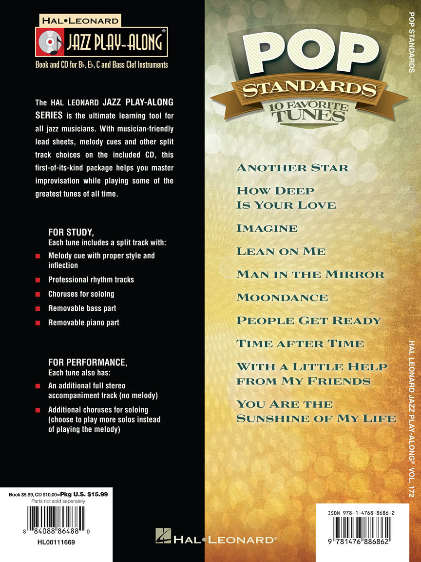 Pop Standards - Jazz Play Along Volume 172 Book/Cd
