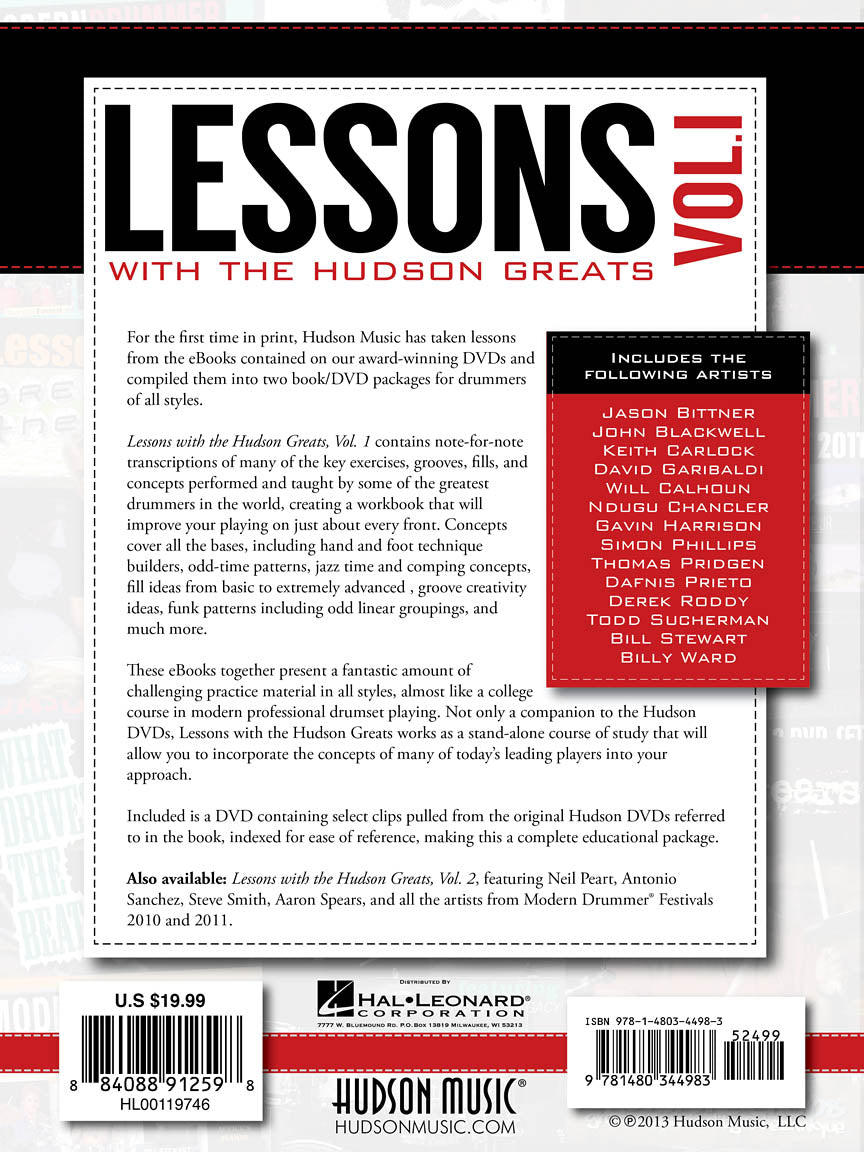 Lessons With The Hudson Greats Volume 1 Book/Dvd