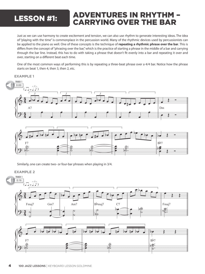 100 Jazz Lessons Goldmine Series Keyboard Book/Ola