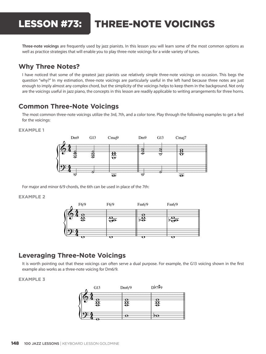 100 Jazz Lessons Goldmine Series Keyboard Book/Ola