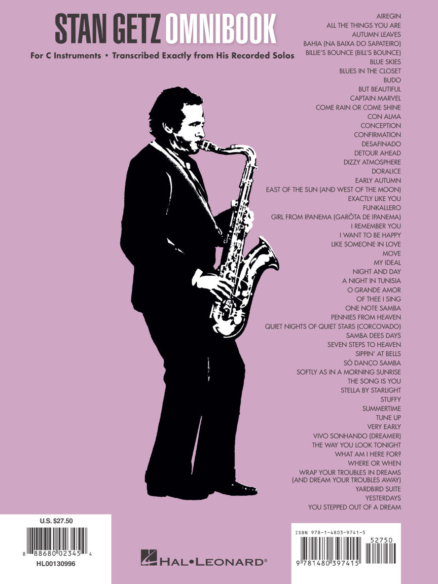 Stan Getz Omnibook For C Instruments (54 Songs)