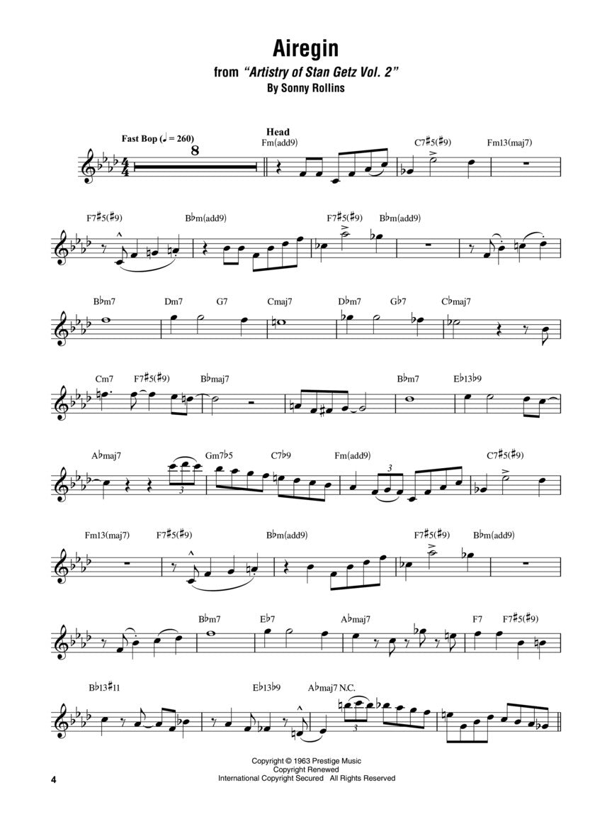 Stan Getz Omnibook For C Instruments (54 Songs)