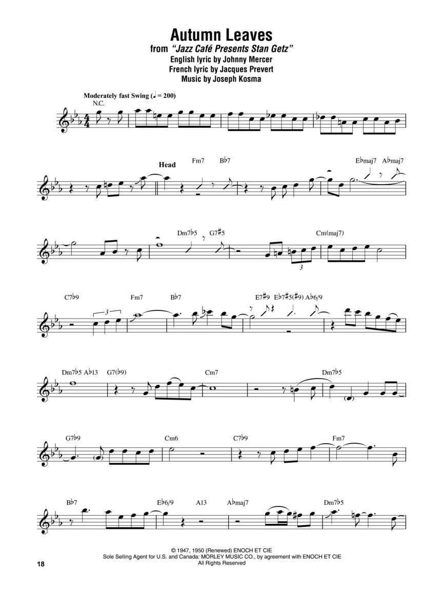 Stan Getz Omnibook For C Instruments (54 Songs)