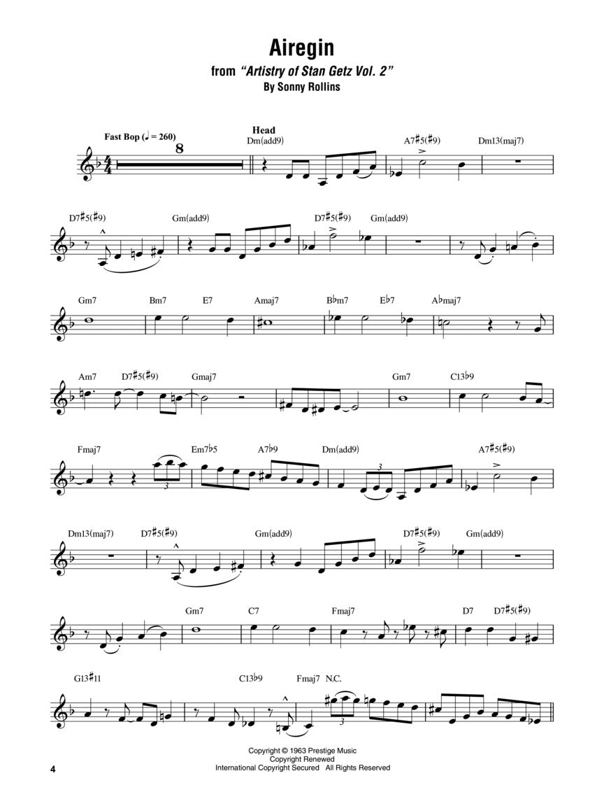 Stan Getz Omnibook - E Flat Instruments (54 Songs)