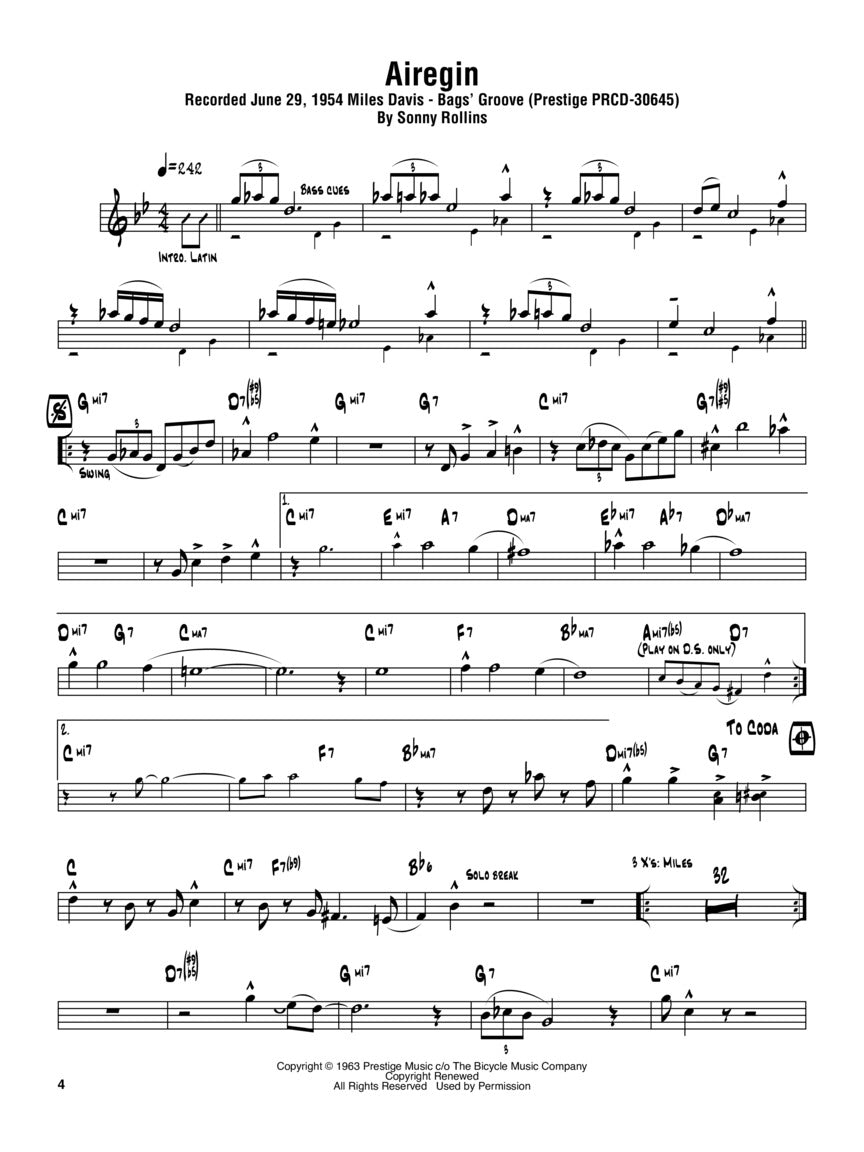 Sonny Rollins Omnibook - B Flat Instruments