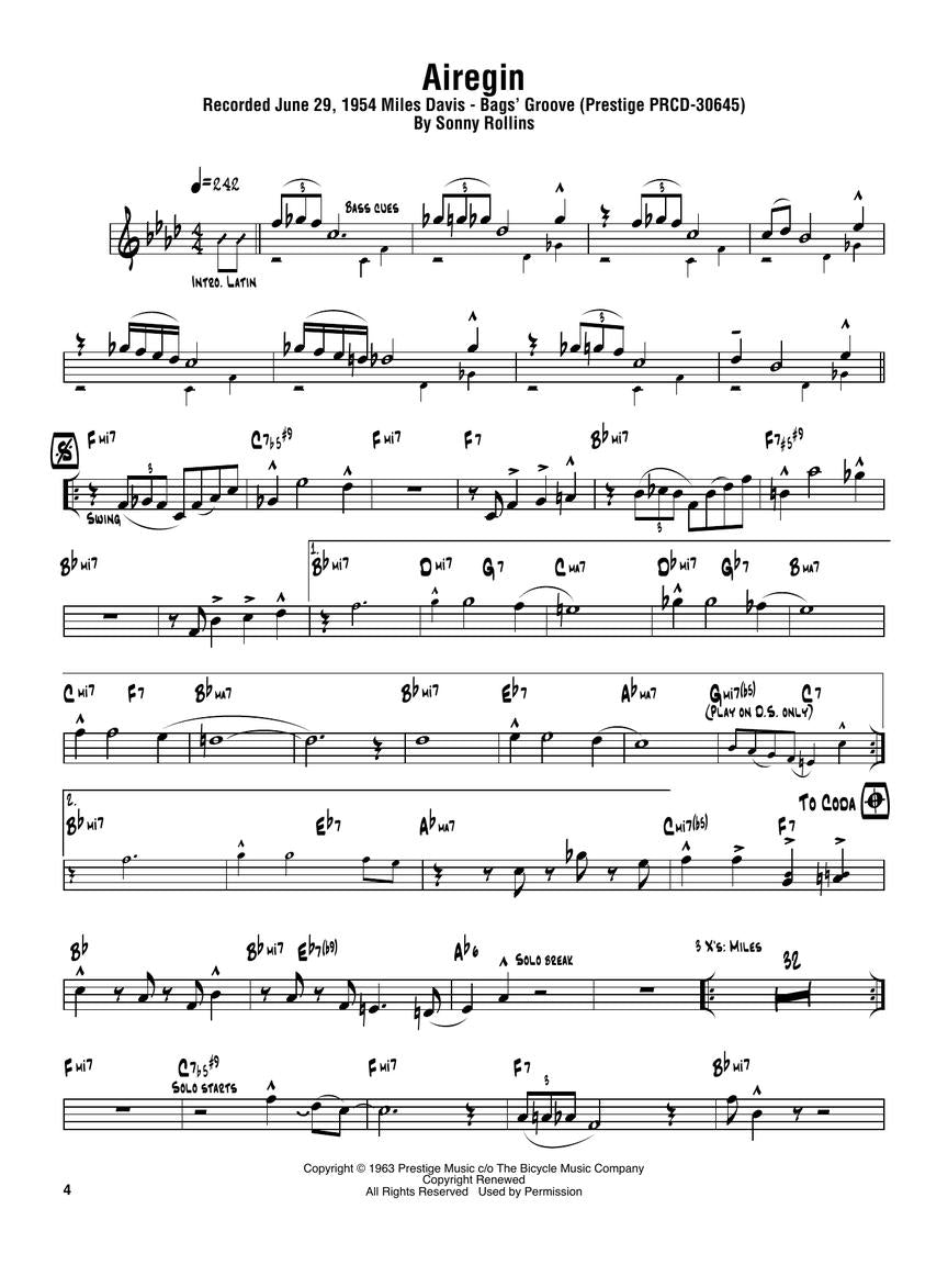 Sonny Rollins Omnibook C Instruments