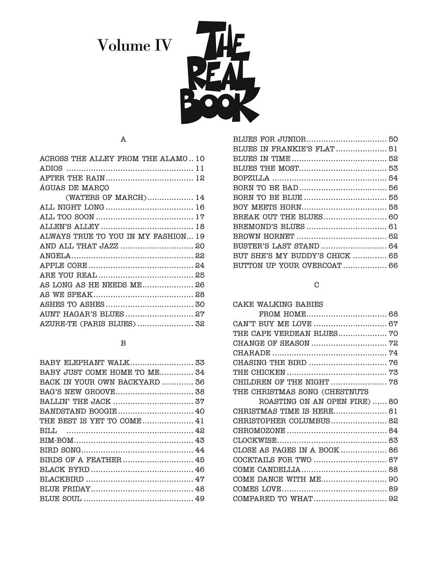 The Real Book Volume 4 - C Instrument Edition (400 Songs)