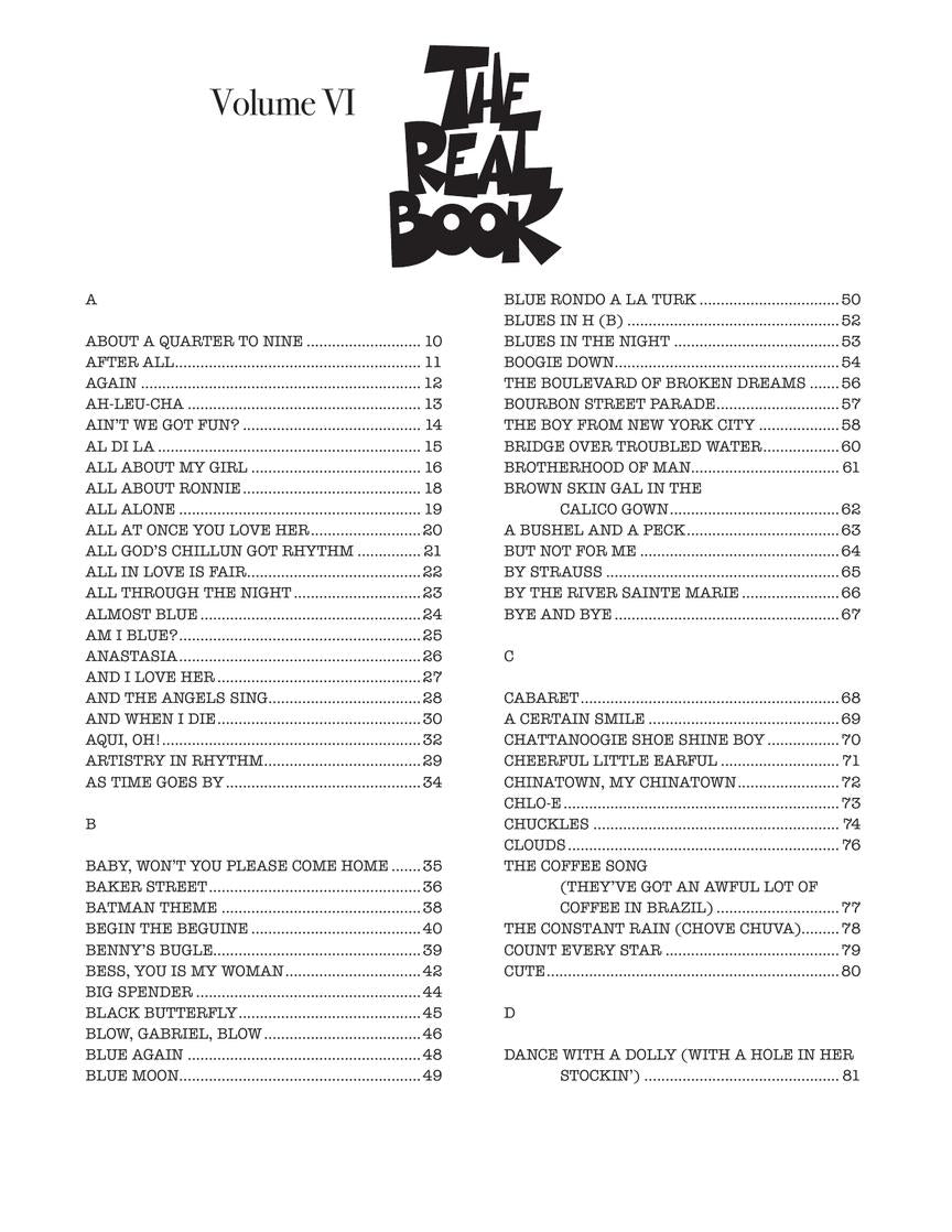 The Real Book - Volume 6 C Instruments Sixth Edition (400 Songs)