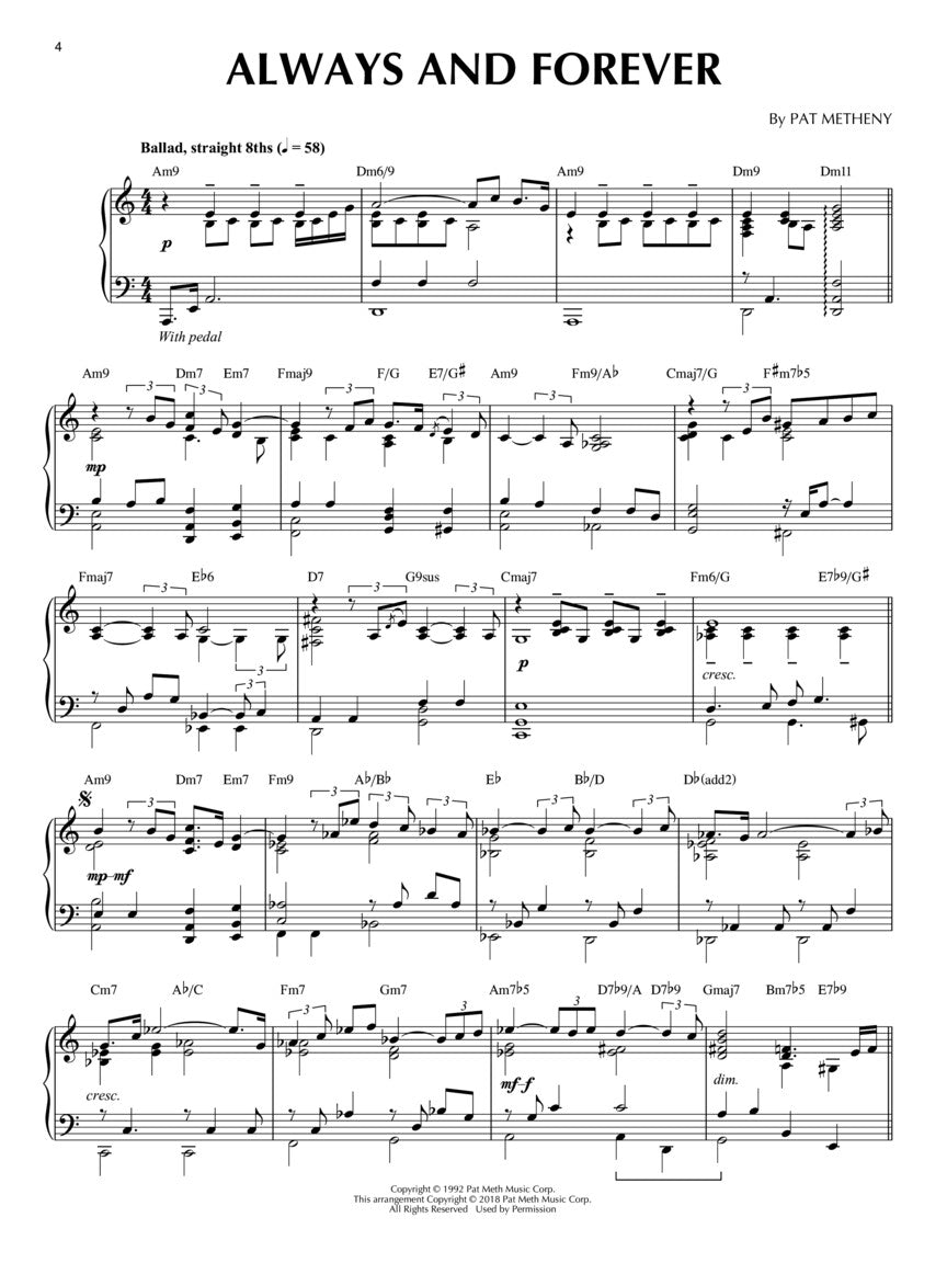 Pat Metheny - Jazz Piano Solos Volume 57 Book