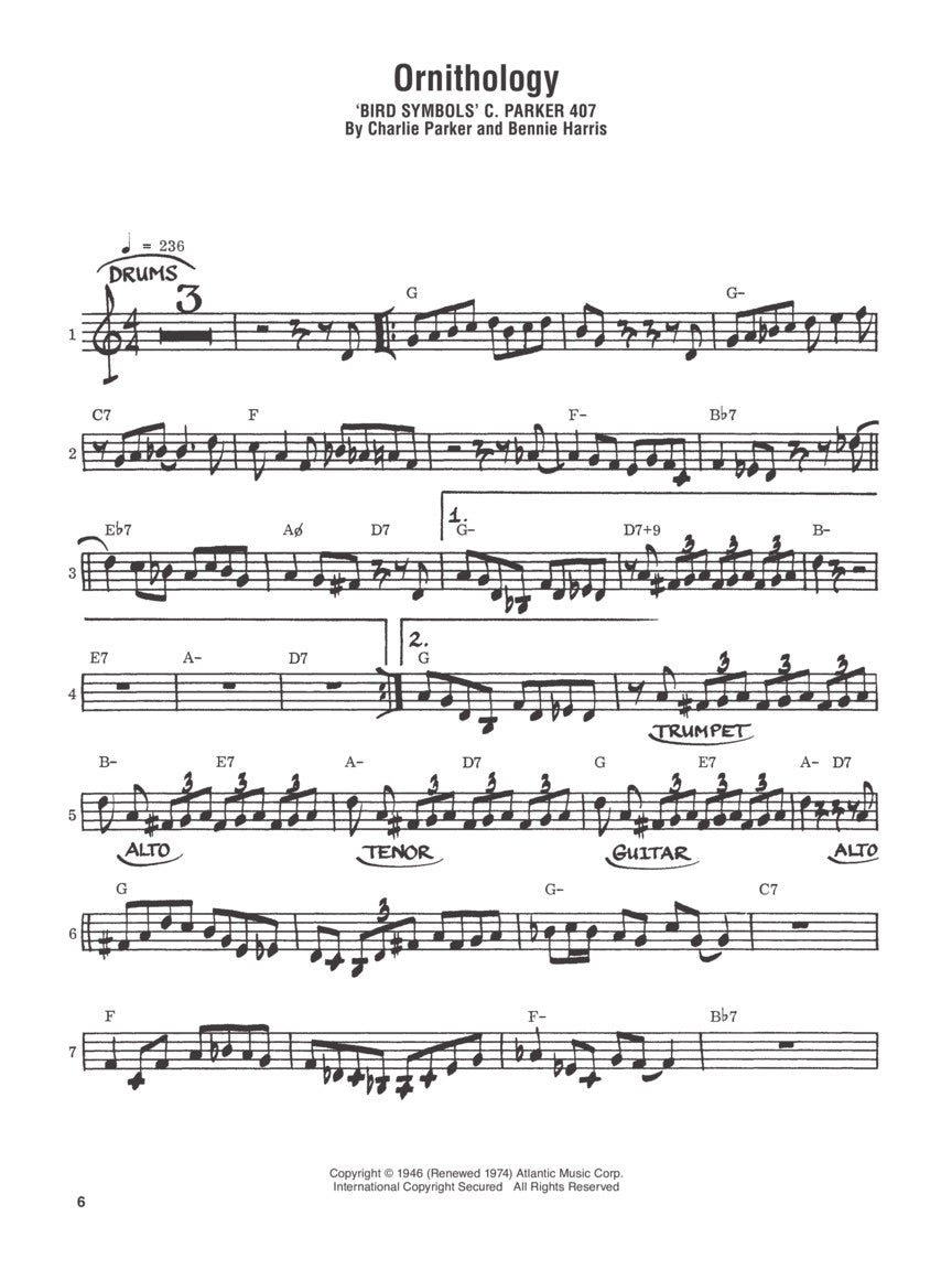 Charlie Parker Omnibook Volume 1 - For C Instruments Book/Ola (60 Songs)