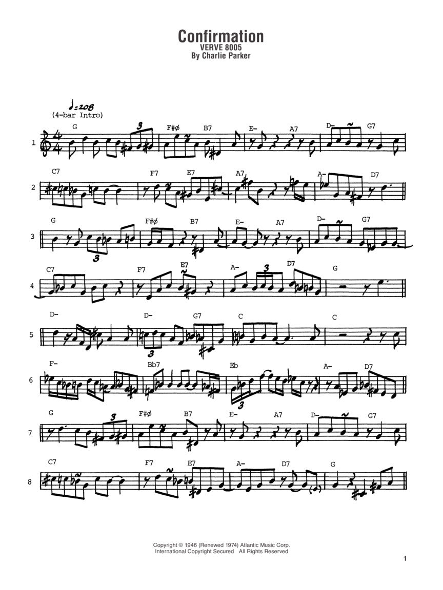 Charlie Parker Omnibook Volume 1 - B Flat Instruments Book/Ola