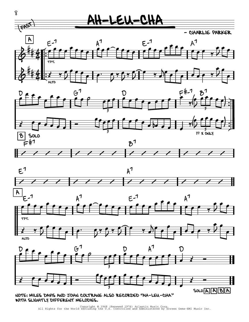 The Real Bebop Book For E Flat Instruments