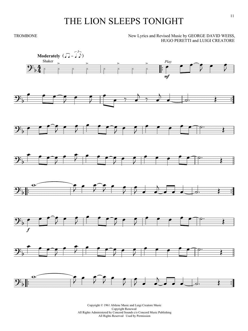 The Lion King For Trombone Play Along Book/Ola