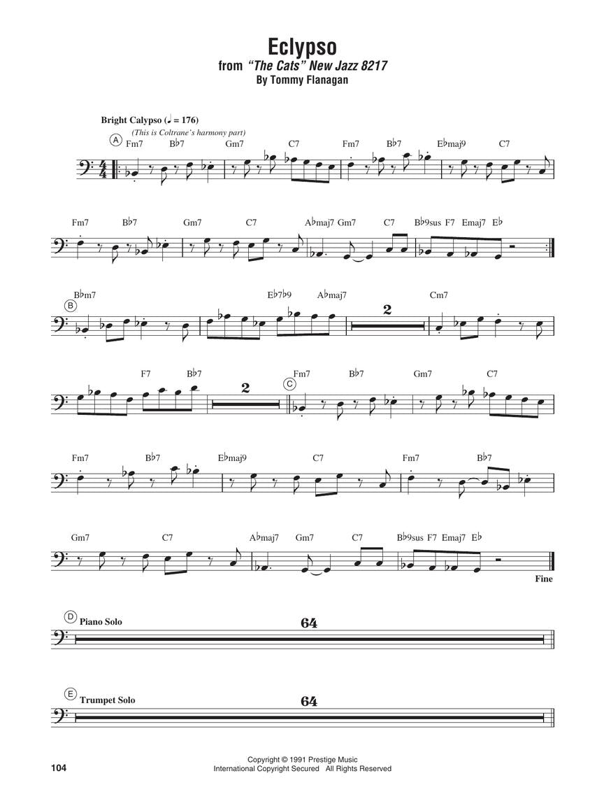 John Coltrane Omnibook - Bass Clef Instruments (52 Songs)