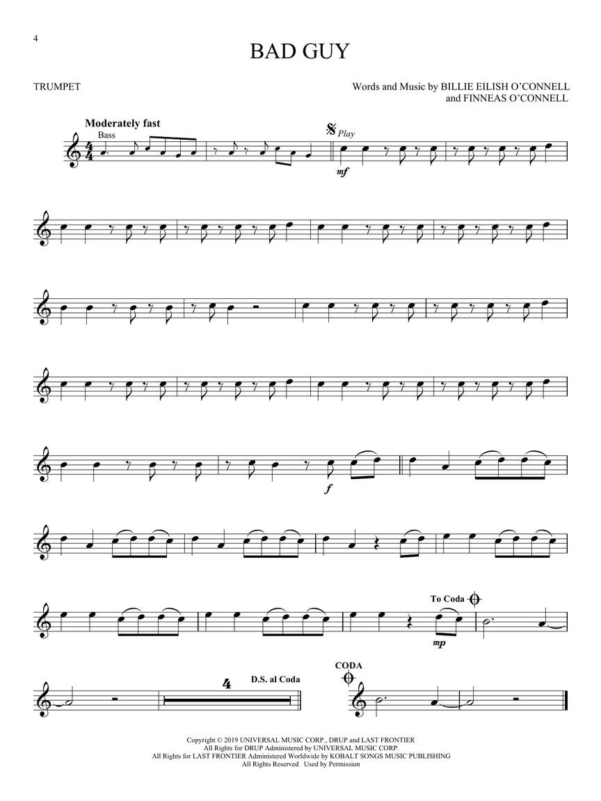 Billie Eilish For Trumpet Play Along Book/Ola