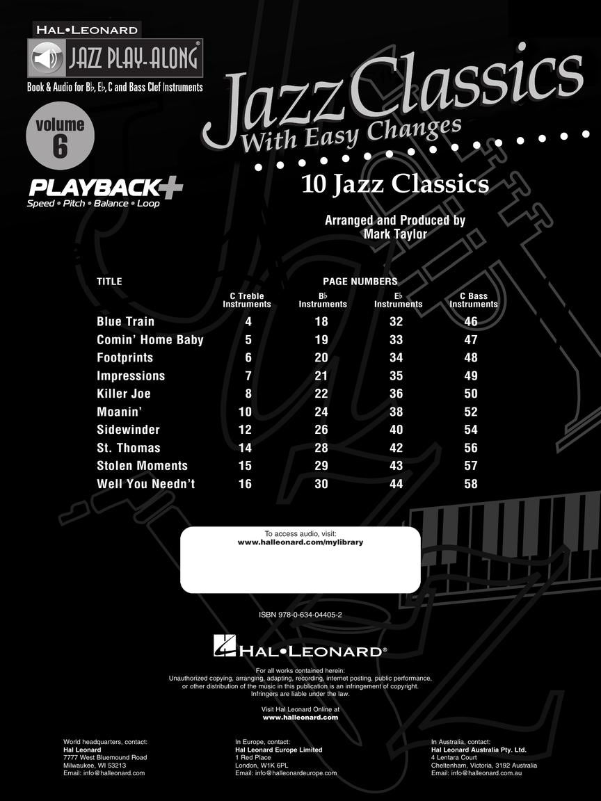 Jazz Classics Easy Changes - Jazz Play Along Volume 6 Book/Cd